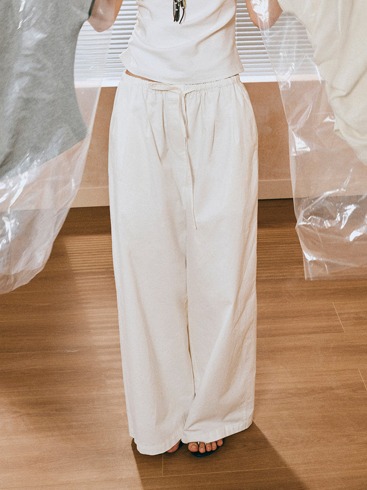 White casual cotton pants