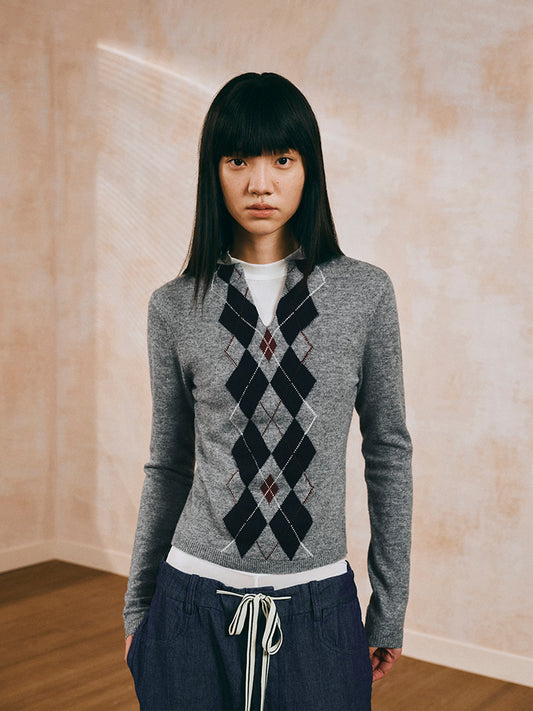 Check Jacquard Sweater