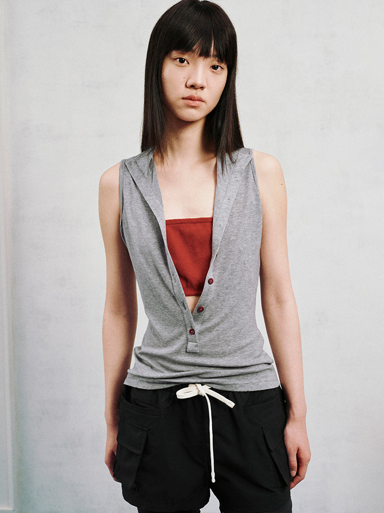 Layered color contrast tank top
