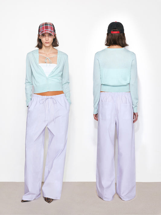 Deep V-Neck Tie Lightweight Knit Cardigan