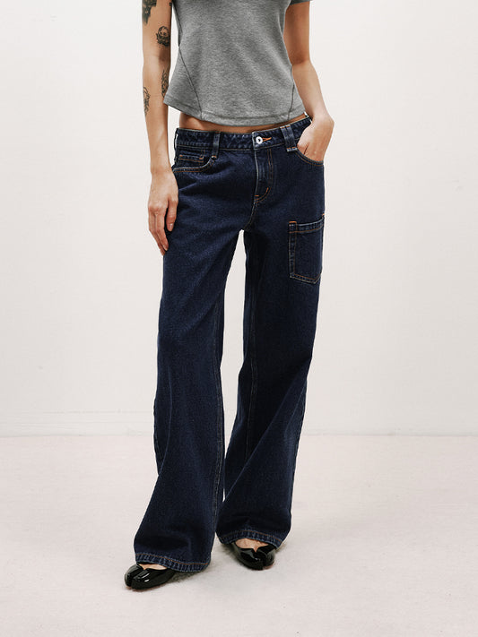 Deep Sea Blue Washed Straight-Leg Jeans