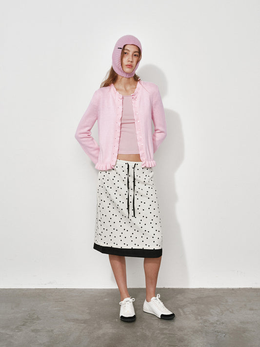 Ruffles Wool Blend Knitted Cardigan