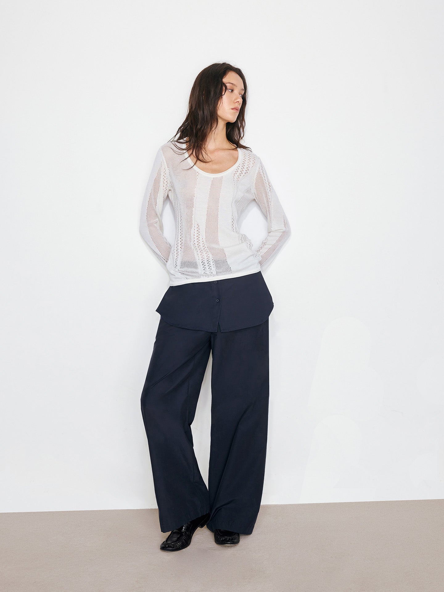 Shirt Hem Paneled Fake Two-Piece Skort