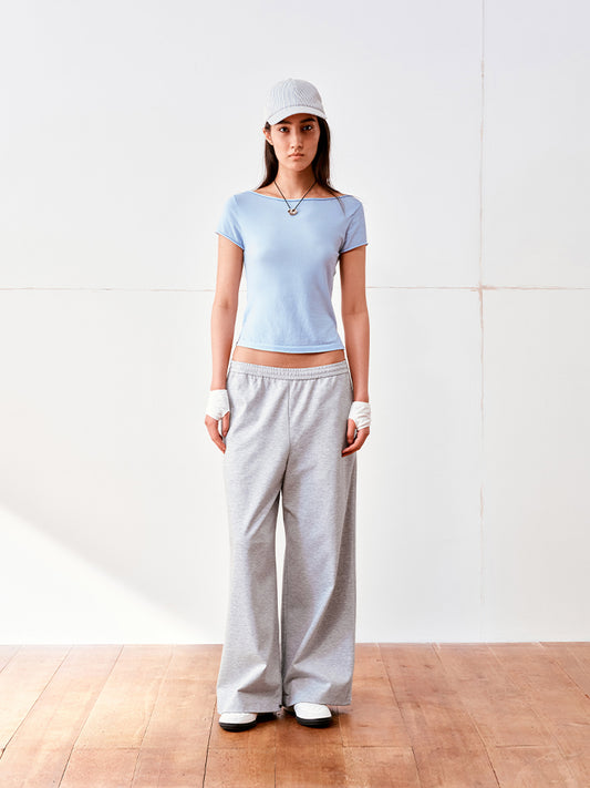 Boatneck Rolled-Sleeve T-shirt