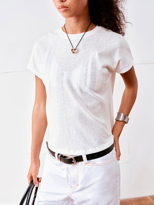 Cotton linen basic T-shirt