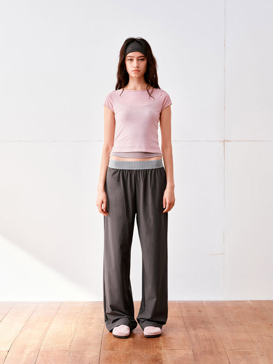 Nylon elastic-waist sport pants