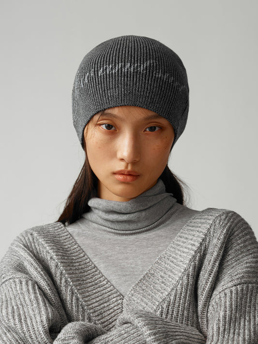 Printed knitted beanie