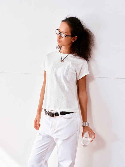 Cotton linen basic T-shirt