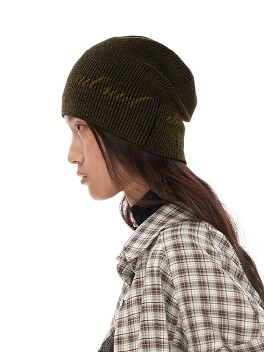 Printed knitted beanie