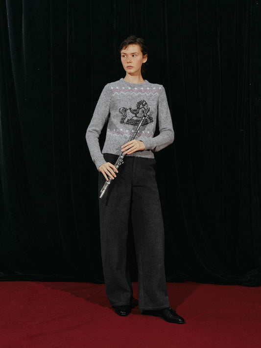 Rocking Horse Print Pullover Sweater