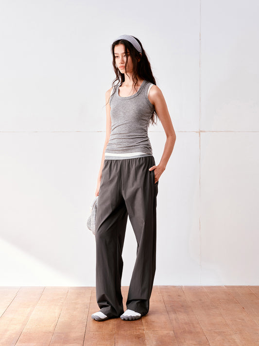 Nylon elastic-waist sport pants