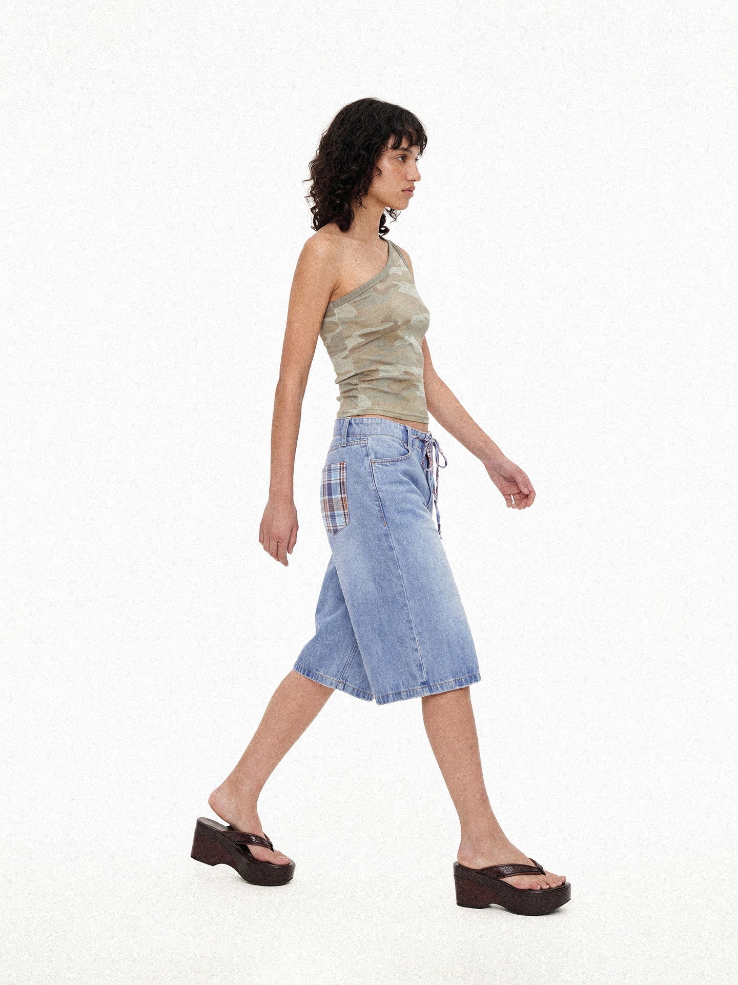 One-Shoulder Camouflage Tank Top