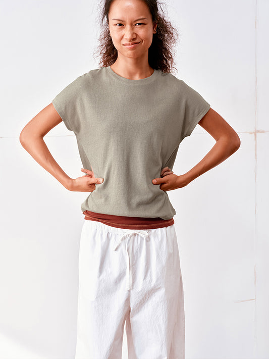 Cotton linen basic T-shirt