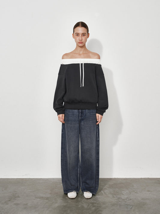 Color-Block Boat Neck Sweatshirt