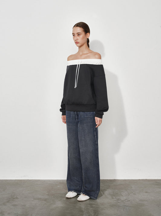 Color-Block Boat Neck Sweatshirt