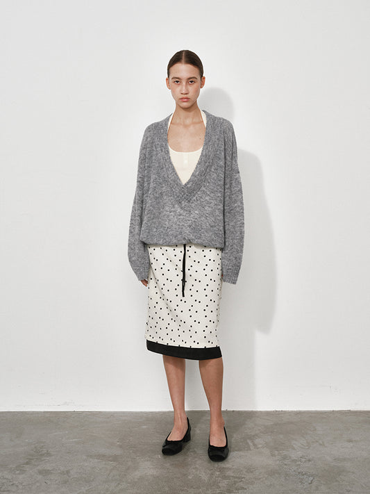 False Two-piece Oversized Deep V-neck Knit Sweater