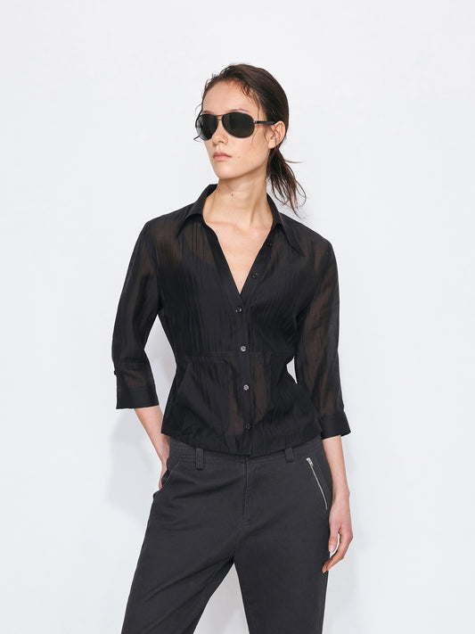 Sheer Tie Waist Shirt