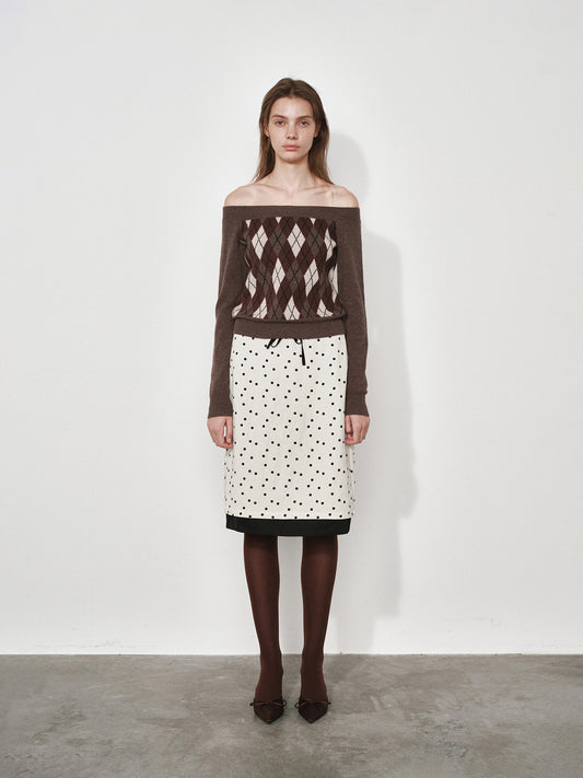 Plaid Off-Shoulder Long Sleeve Sweater