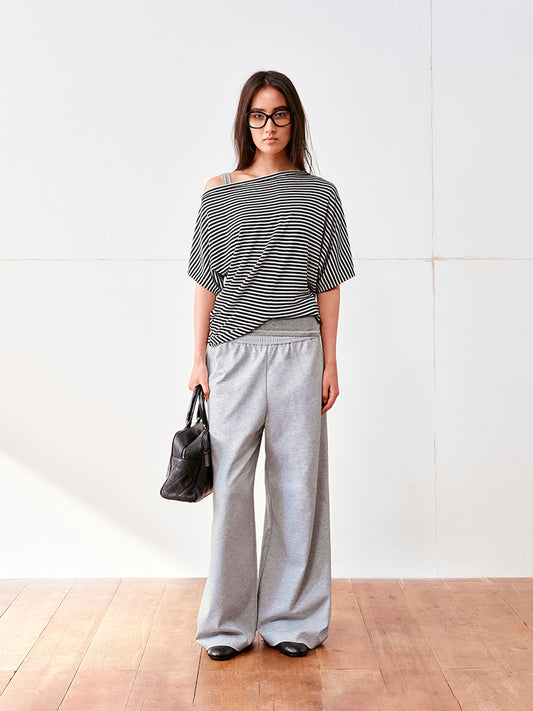 Asymmetric Semi-Sheer Batwing T-shirt