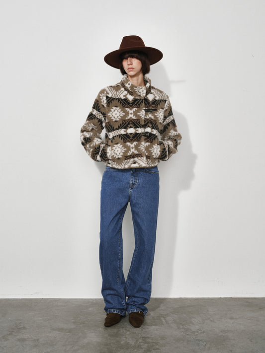 Fair Isle Fleece Short Jacket