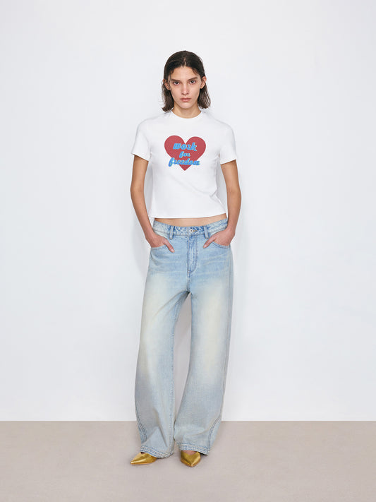 Light Wash Curved Cut Jeans