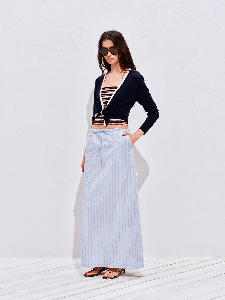 Reversible Striped Midi Skirt