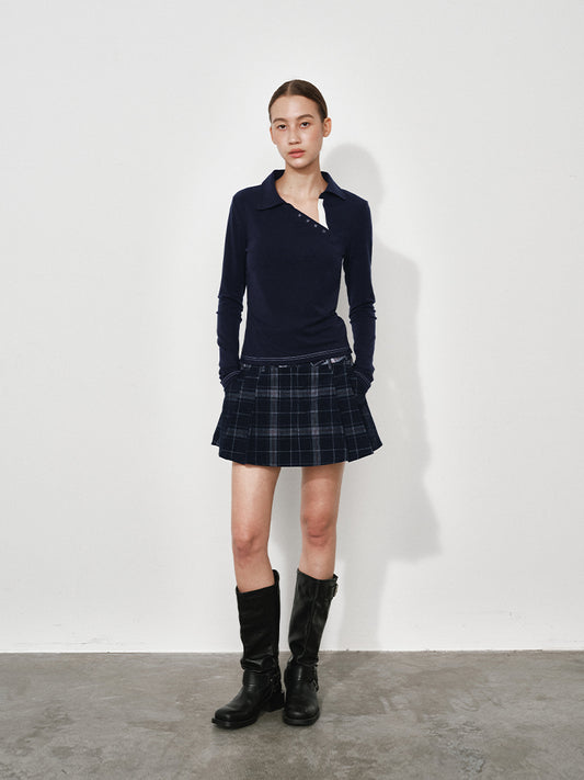 Reversible Plaid Corduroy A-Line Skirt
