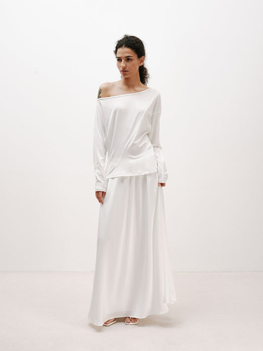 Asymmetrical Shoulder Long Dress