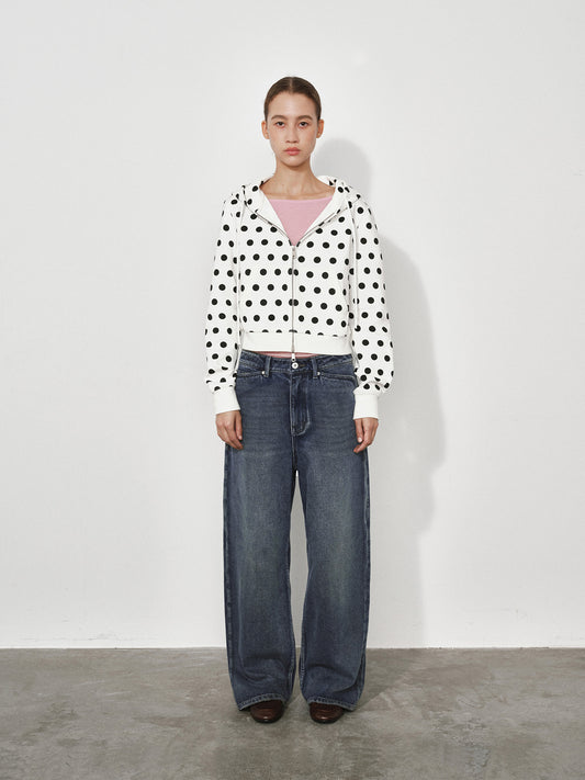 Dot hooded sweatshirt jacket