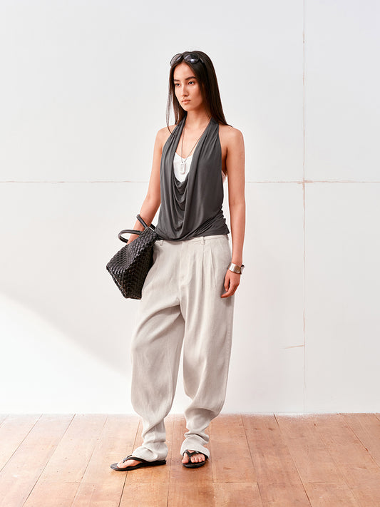 Cowl-neck halter top