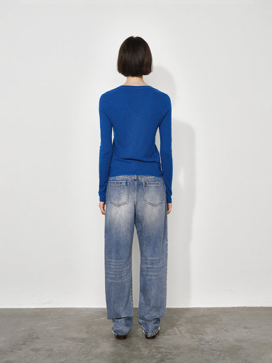 Curved Blade Flared Stacked Jeans