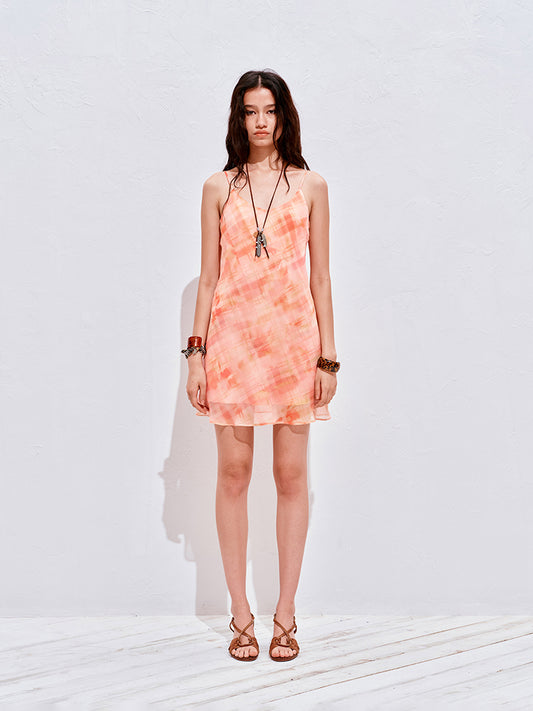 Printed Vacation Strap Mini Dress