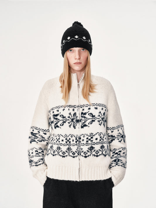 Jacquard Wool Cardigan