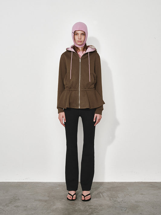 Fishtail Hem Hooded Cardigan Sweatshirt