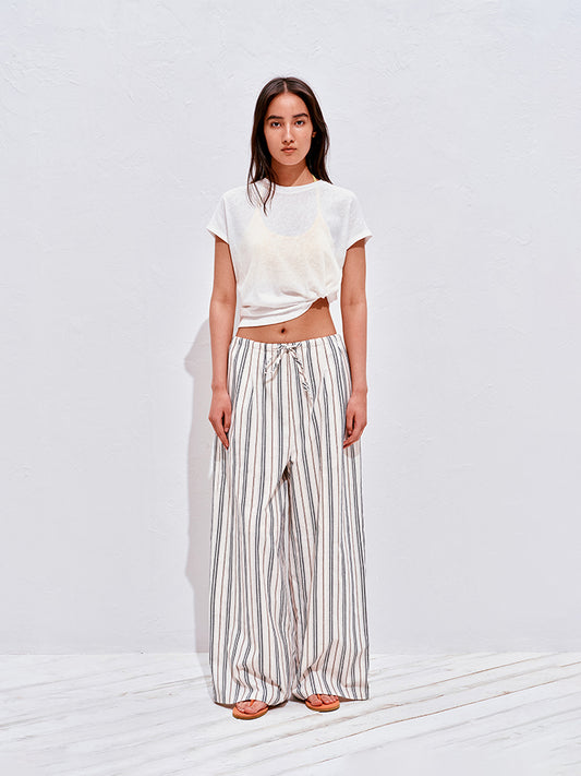 Striped Wide-Leg Casual Pants