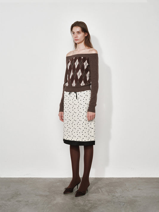 Plaid Off-Shoulder Long Sleeve Sweater