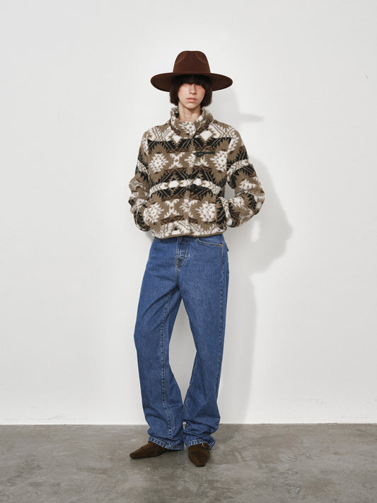 Fair Isle Fleece Short Jacket