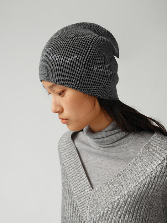 Printed knitted beanie
