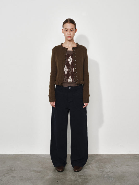 Ruffles Wool Blend Knitted Cardigan