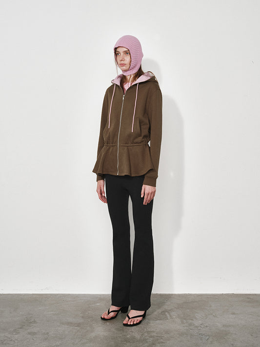 Fishtail Hem Hooded Cardigan Sweatshirt