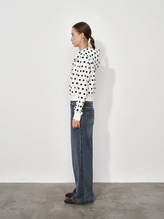 Dot hooded sweatshirt jacket