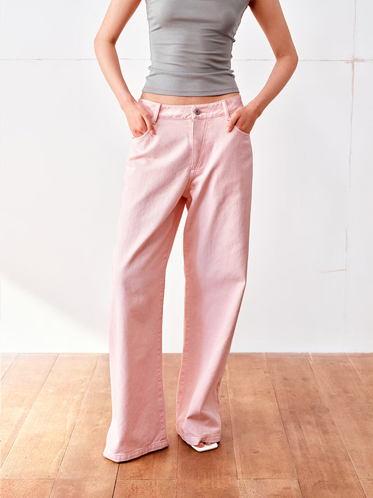 Dusty pink washed cargo jeans