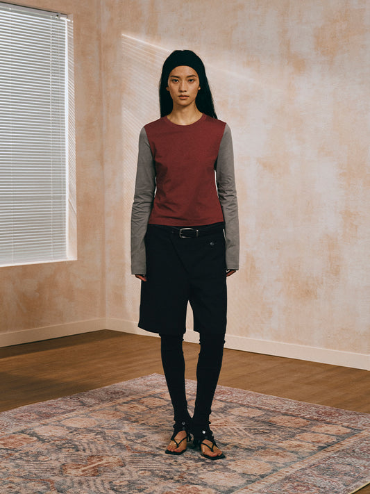 Slanted placket casual shorts