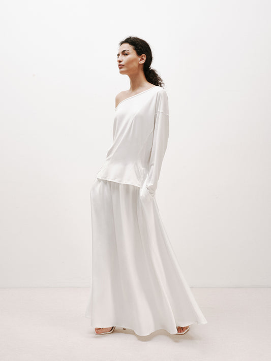 Asymmetrical Shoulder Long Dress