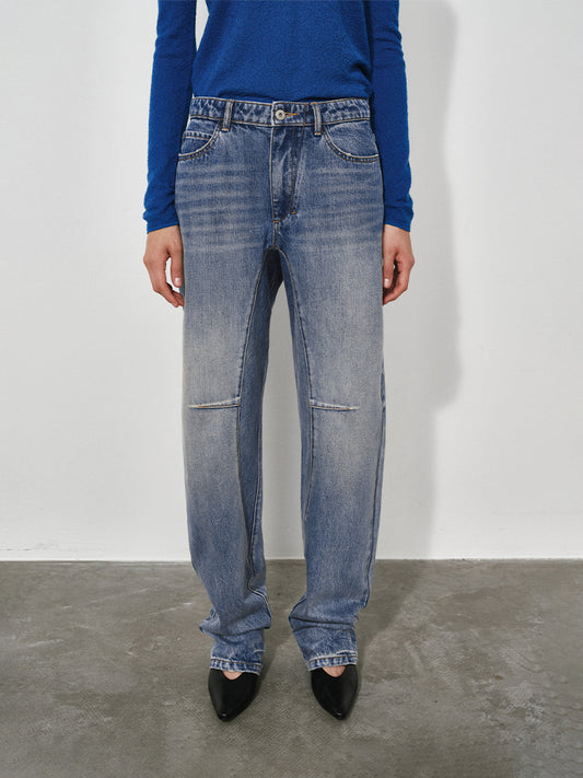 Curved Blade Flared Stacked Jeans