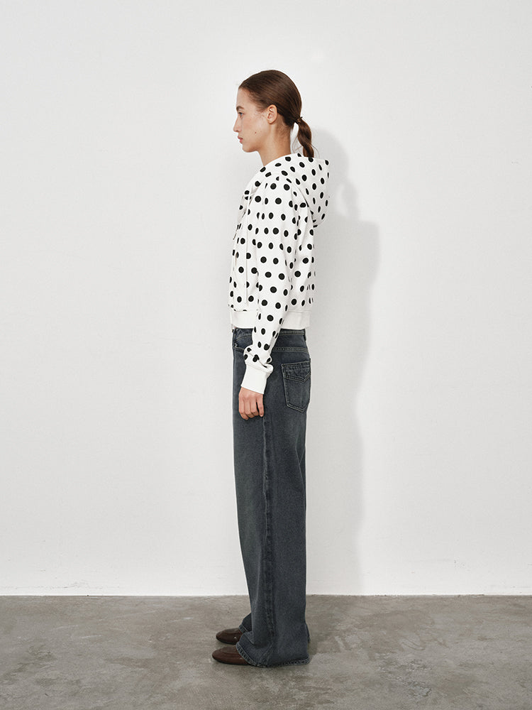 Dot hooded sweatshirt jacket