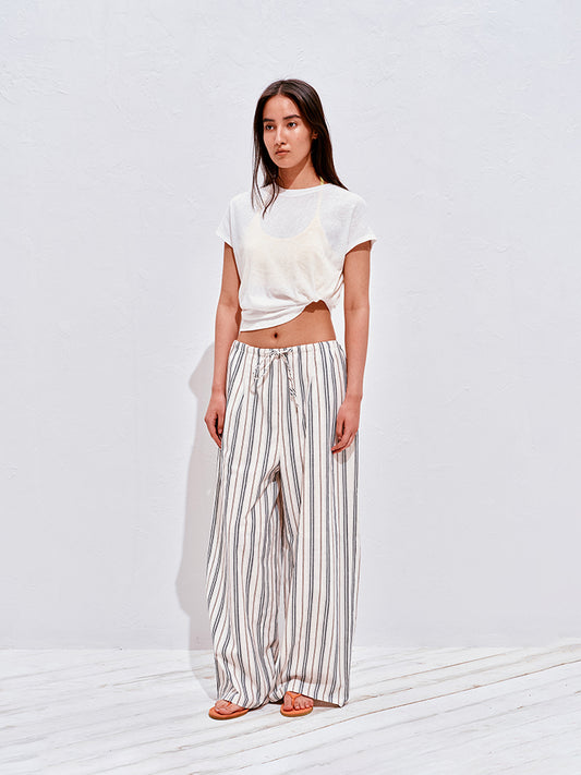 Striped Wide-Leg Casual Pants