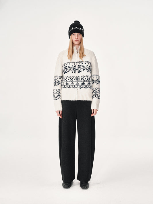 Jacquard Wool Cardigan