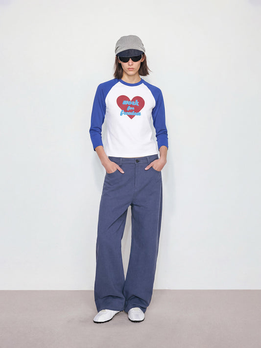 Vintage Blue Washed Curved Leg Pants