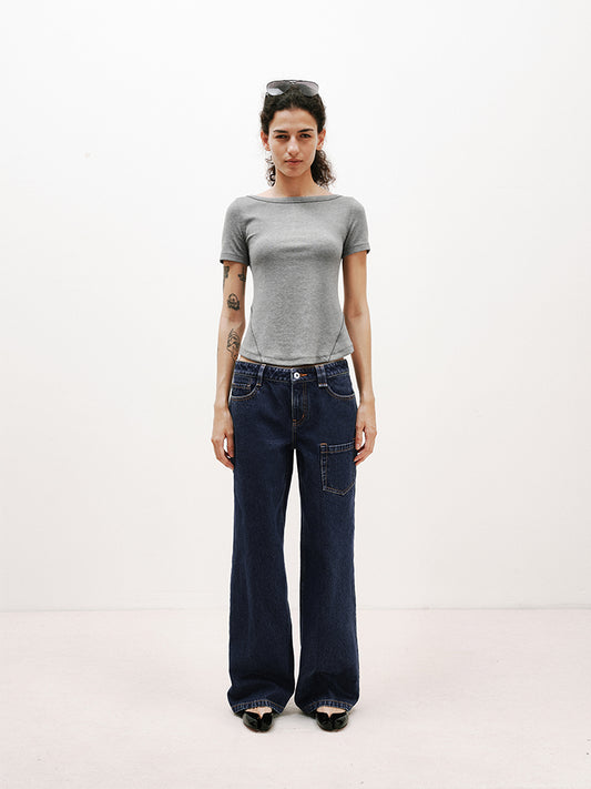 Deep Sea Blue Washed Straight-Leg Jeans